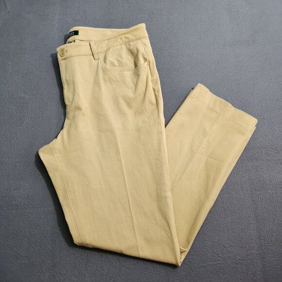 Lauren Ralph Lauren Pants - Lauren Ralph Lauren Women 14 Tan Mid Rise Straight Leg Khaki Pants